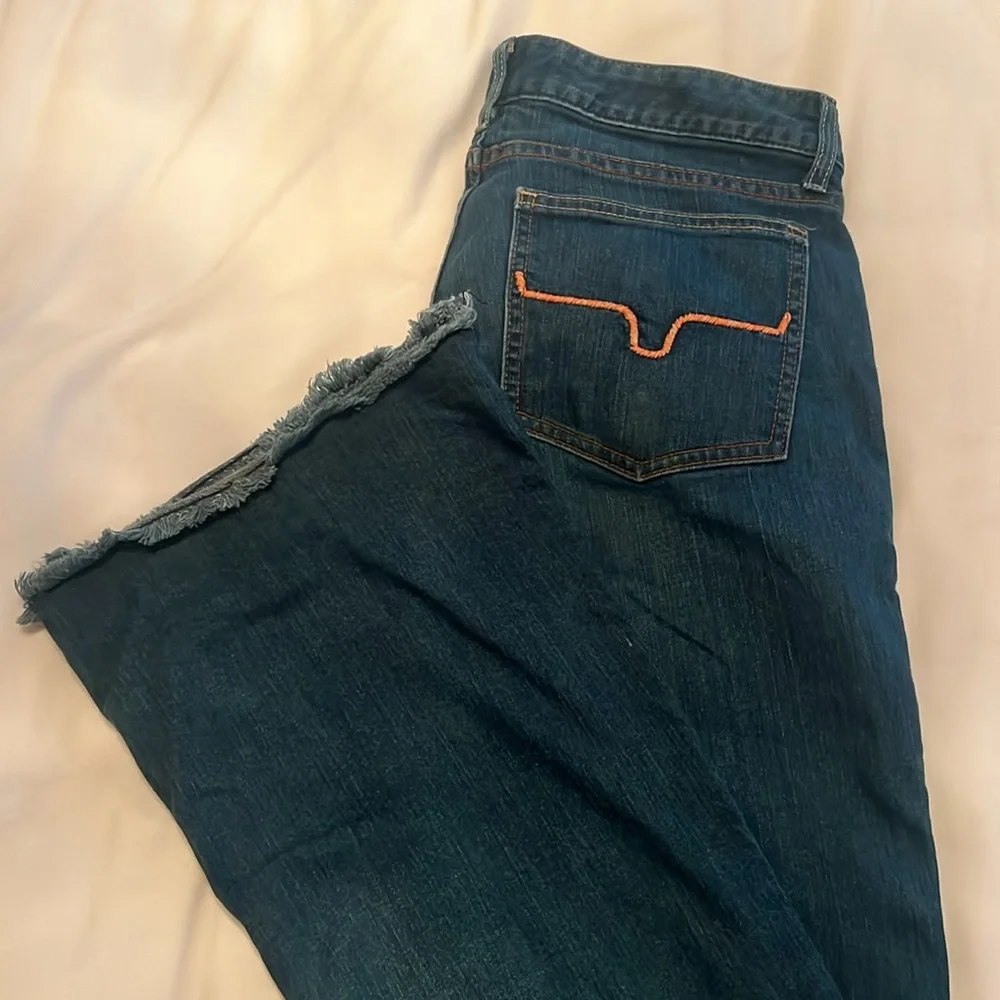 Kimes Ranch Dark Blue Boot Cut Jeans with Orange Stitching